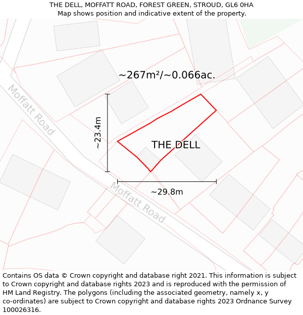 THE DELL, MOFFATT ROAD, FOREST GREEN, STROUD, GL6 0HA: Plot and title map