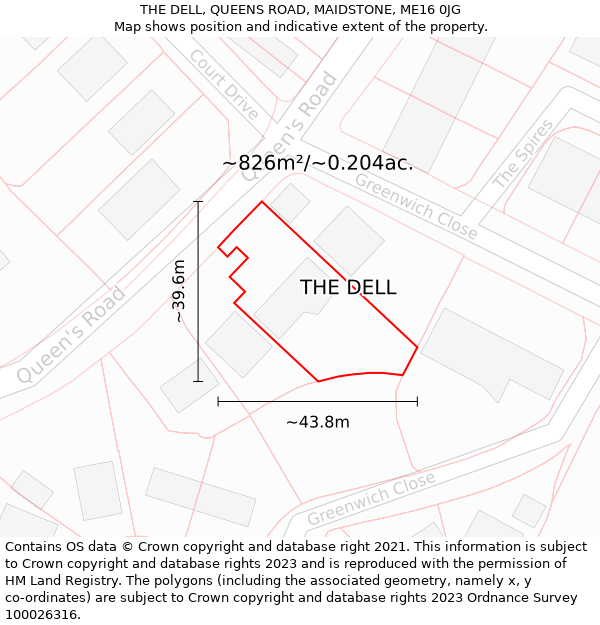 THE DELL, QUEENS ROAD, MAIDSTONE, ME16 0JG: Plot and title map