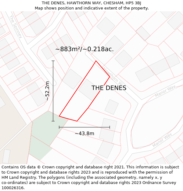 THE DENES, HAWTHORN WAY, CHESHAM, HP5 3BJ: Plot and title map