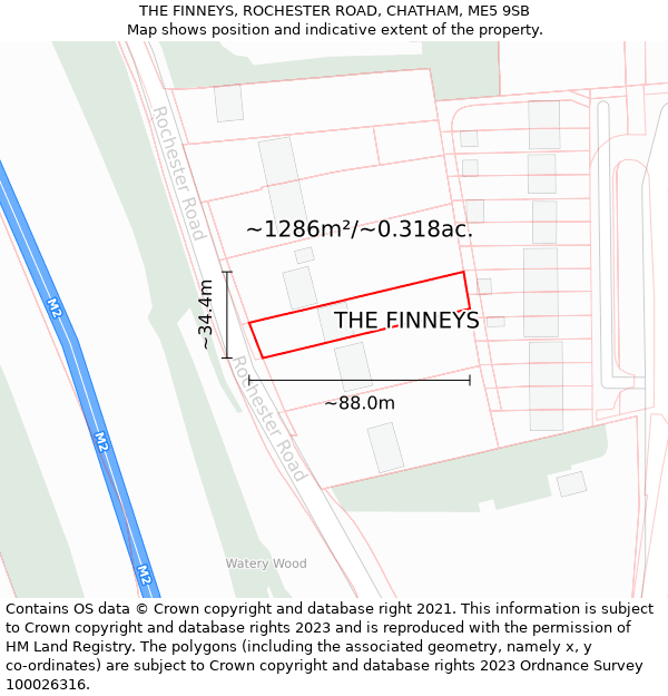 THE FINNEYS, ROCHESTER ROAD, CHATHAM, ME5 9SB: Plot and title map