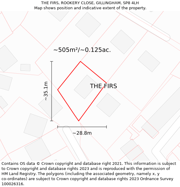 THE FIRS, ROOKERY CLOSE, GILLINGHAM, SP8 4LH: Plot and title map