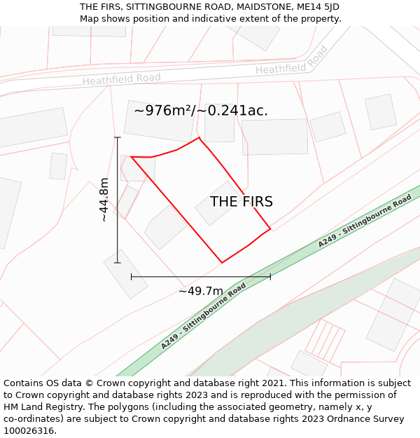 THE FIRS, SITTINGBOURNE ROAD, MAIDSTONE, ME14 5JD: Plot and title map