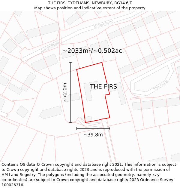THE FIRS, TYDEHAMS, NEWBURY, RG14 6JT: Plot and title map