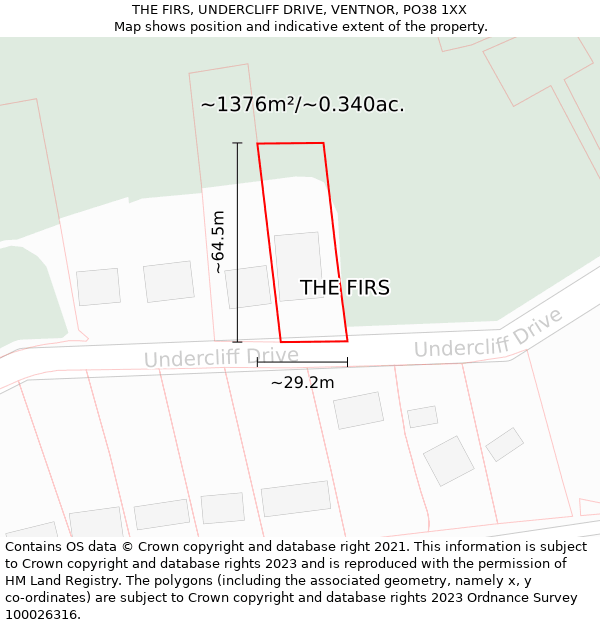 THE FIRS, UNDERCLIFF DRIVE, VENTNOR, PO38 1XX: Plot and title map