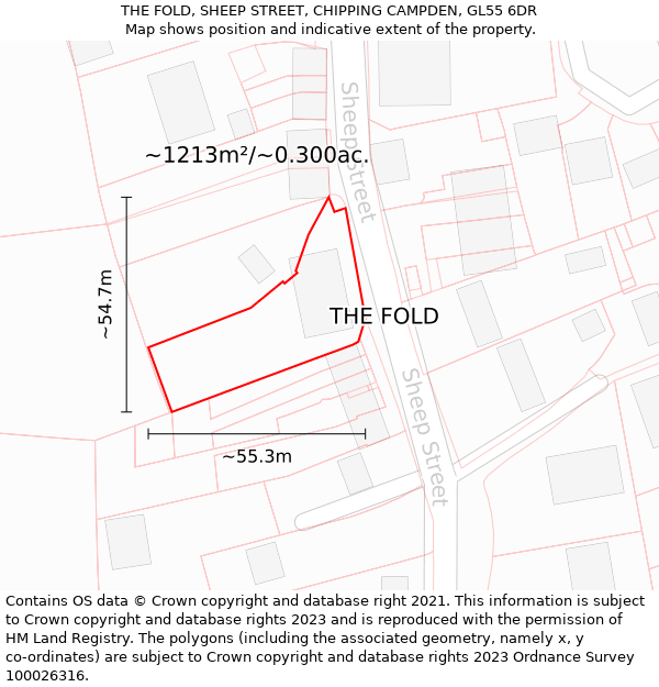 THE FOLD, SHEEP STREET, CHIPPING CAMPDEN, GL55 6DR: Plot and title map