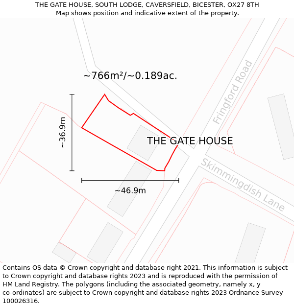 THE GATE HOUSE, SOUTH LODGE, CAVERSFIELD, BICESTER, OX27 8TH: Plot and title map