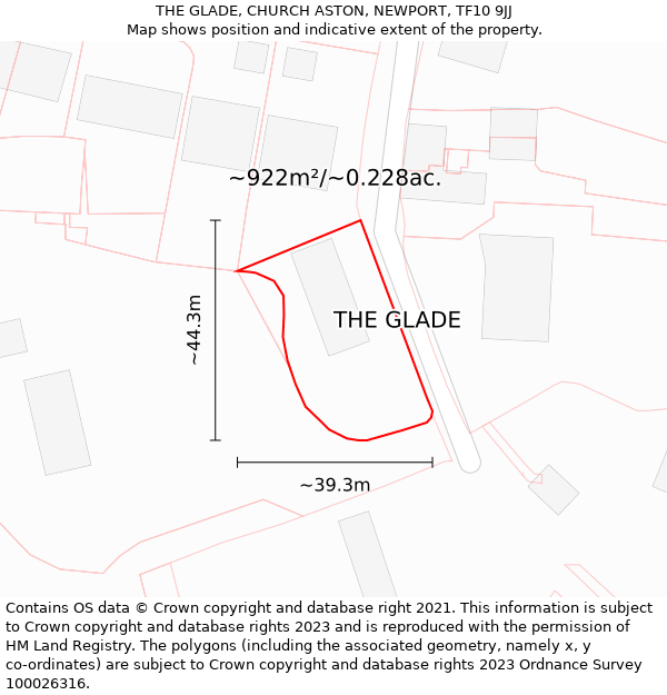 THE GLADE, CHURCH ASTON, NEWPORT, TF10 9JJ: Plot and title map