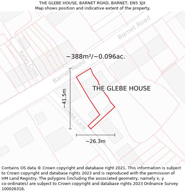 THE GLEBE HOUSE, BARNET ROAD, BARNET, EN5 3JX: Plot and title map