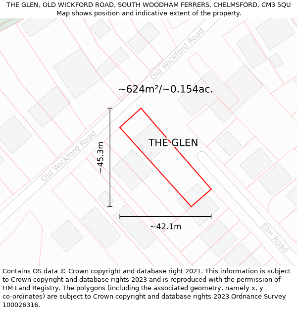 THE GLEN, OLD WICKFORD ROAD, SOUTH WOODHAM FERRERS, CHELMSFORD, CM3 5QU: Plot and title map