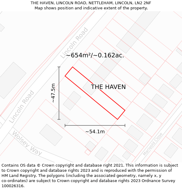 THE HAVEN, LINCOLN ROAD, NETTLEHAM, LINCOLN, LN2 2NF: Plot and title map