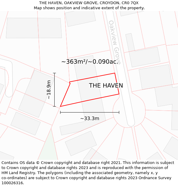 THE HAVEN, OAKVIEW GROVE, CROYDON, CR0 7QX: Plot and title map
