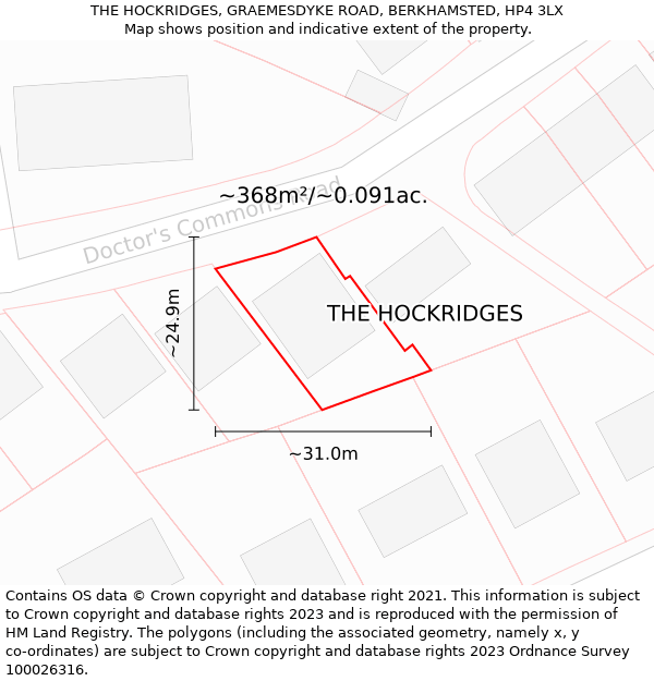 THE HOCKRIDGES, GRAEMESDYKE ROAD, BERKHAMSTED, HP4 3LX: Plot and title map