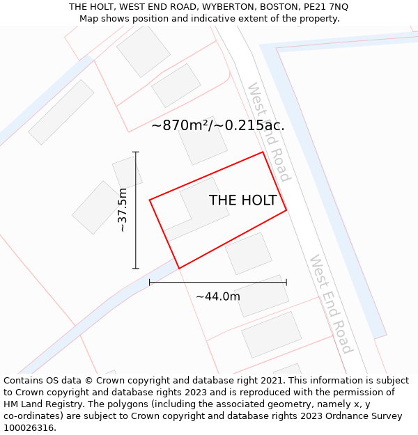 THE HOLT, WEST END ROAD, WYBERTON, BOSTON, PE21 7NQ: Plot and title map