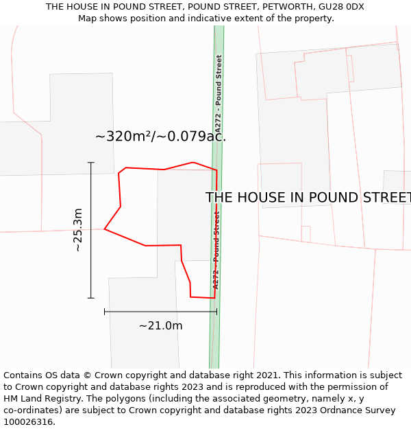 THE HOUSE IN POUND STREET, POUND STREET, PETWORTH, GU28 0DX: Plot and title map