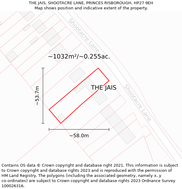 THE JAIS, SHOOTACRE LANE, PRINCES RISBOROUGH, HP27 9EH: Plot and title map