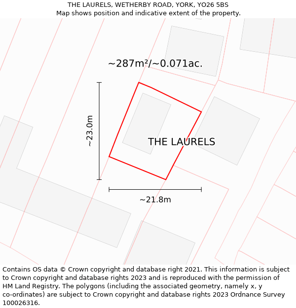 THE LAURELS, WETHERBY ROAD, YORK, YO26 5BS: Plot and title map