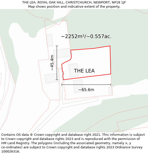 THE LEA, ROYAL OAK HILL, CHRISTCHURCH, NEWPORT, NP18 1JF: Plot and title map