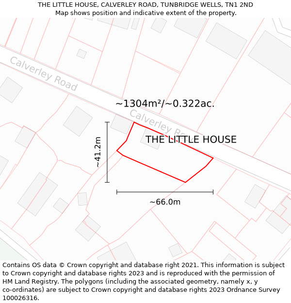 THE LITTLE HOUSE, CALVERLEY ROAD, TUNBRIDGE WELLS, TN1 2ND: Plot and title map