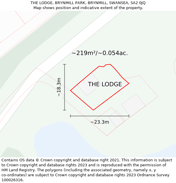 THE LODGE, BRYNMILL PARK, BRYNMILL, SWANSEA, SA2 0JQ: Plot and title map