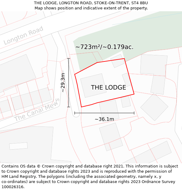 THE LODGE, LONGTON ROAD, STOKE-ON-TRENT, ST4 8BU: Plot and title map