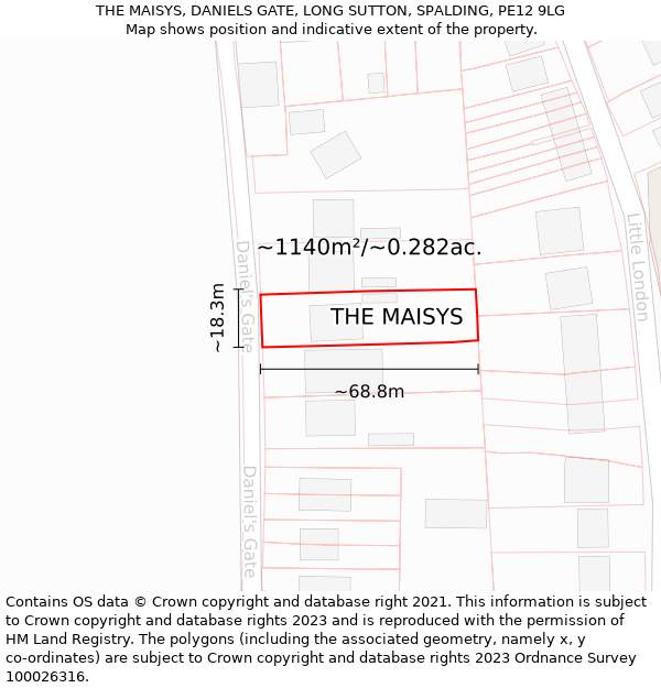 THE MAISYS, DANIELS GATE, LONG SUTTON, SPALDING, PE12 9LG: Plot and title map