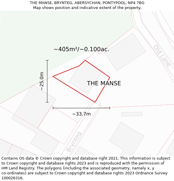 THE MANSE, BRYNTEG, ABERSYCHAN, PONTYPOOL, NP4 7BG: Plot and title map