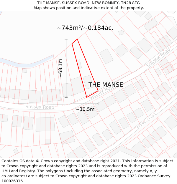 THE MANSE, SUSSEX ROAD, NEW ROMNEY, TN28 8EG: Plot and title map