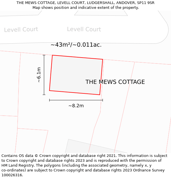 THE MEWS COTTAGE, LEVELL COURT, LUDGERSHALL, ANDOVER, SP11 9SR: Plot and title map