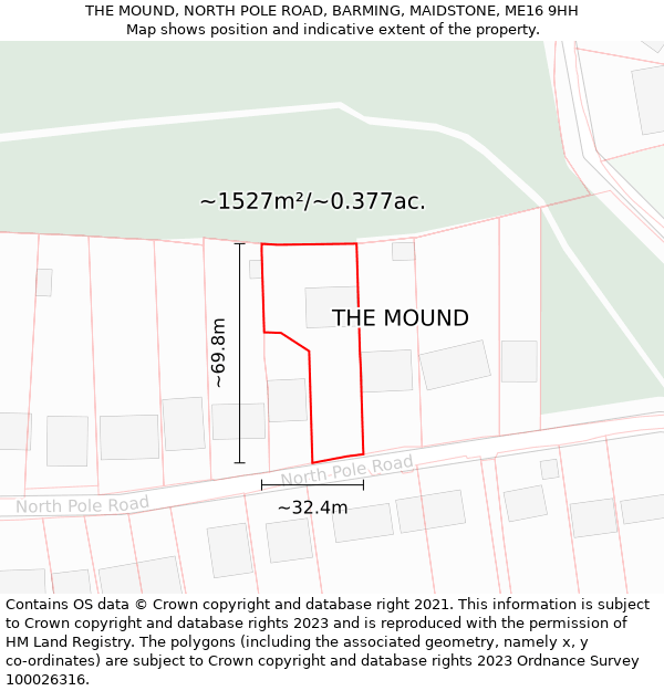 THE MOUND, NORTH POLE ROAD, BARMING, MAIDSTONE, ME16 9HH: Plot and title map
