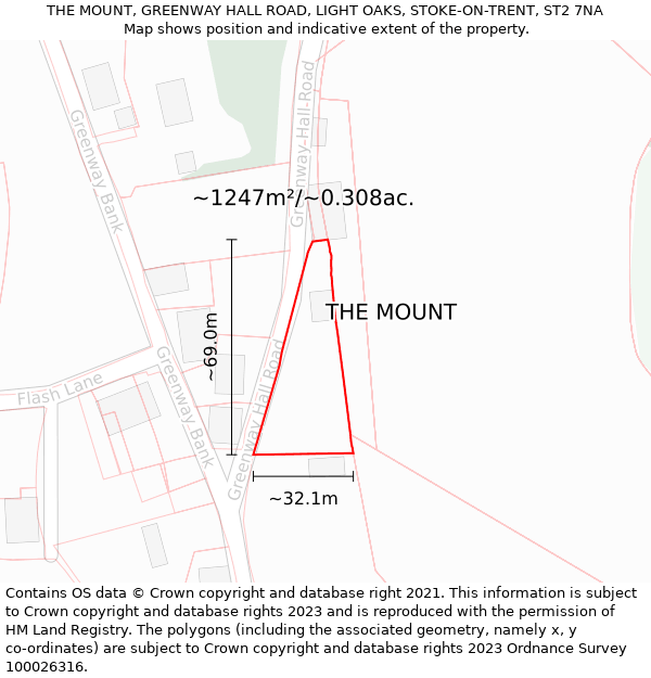 THE MOUNT, GREENWAY HALL ROAD, LIGHT OAKS, STOKE-ON-TRENT, ST2 7NA: Plot and title map