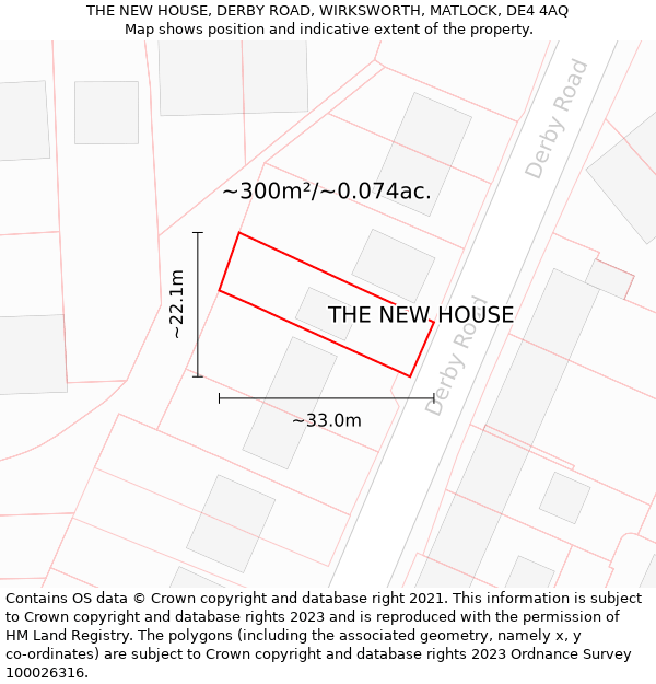 THE NEW HOUSE, DERBY ROAD, WIRKSWORTH, MATLOCK, DE4 4AQ: Plot and title map