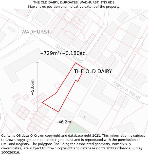 THE OLD DAIRY, DURGATES, WADHURST, TN5 6DE: Plot and title map