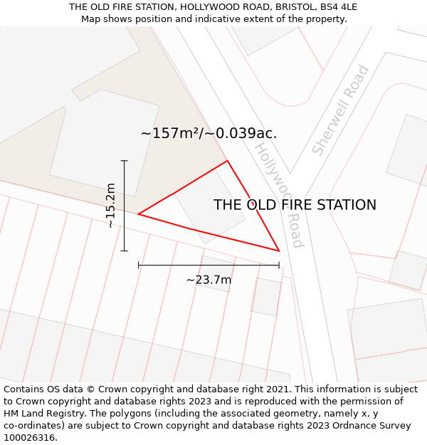 THE OLD FIRE STATION, HOLLYWOOD ROAD, BRISTOL, BS4 4LE: Plot and title map