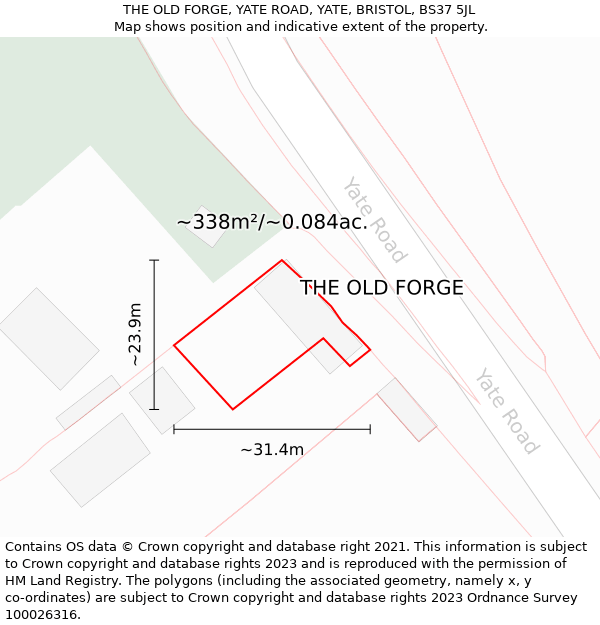 THE OLD FORGE, YATE ROAD, YATE, BRISTOL, BS37 5JL: Plot and title map