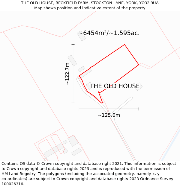 THE OLD HOUSE, BECKFIELD FARM, STOCKTON LANE, YORK, YO32 9UA: Plot and title map