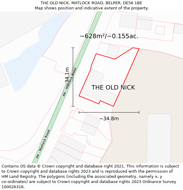 THE OLD NICK, MATLOCK ROAD, BELPER, DE56 1BE: Plot and title map