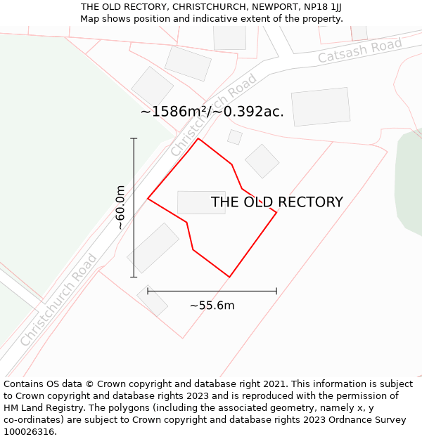 THE OLD RECTORY, CHRISTCHURCH, NEWPORT, NP18 1JJ: Plot and title map