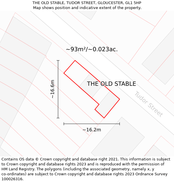 THE OLD STABLE, TUDOR STREET, GLOUCESTER, GL1 5HP: Plot and title map