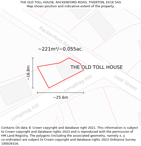 THE OLD TOLL HOUSE, RACKENFORD ROAD, TIVERTON, EX16 5AG: Plot and title map