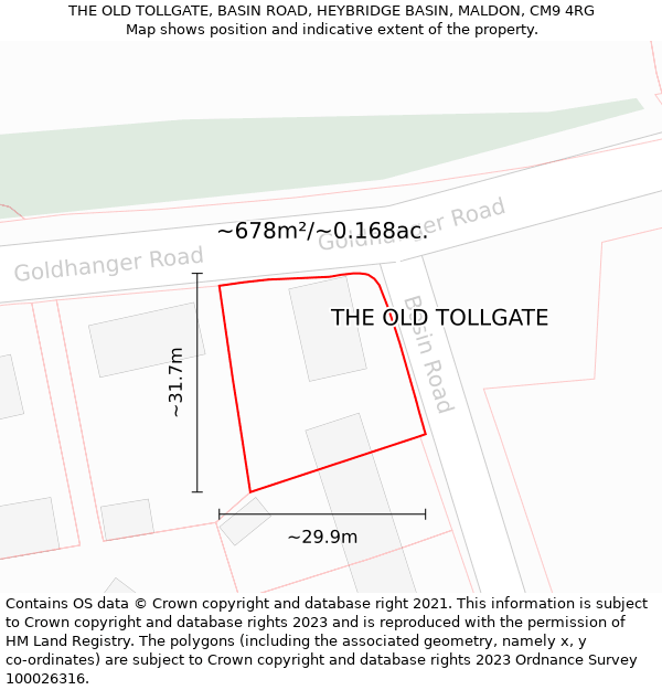 THE OLD TOLLGATE, BASIN ROAD, HEYBRIDGE BASIN, MALDON, CM9 4RG: Plot and title map