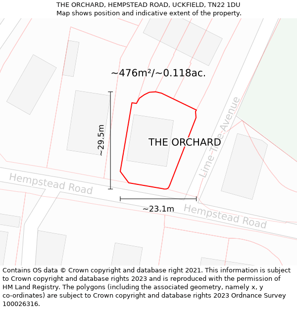 THE ORCHARD, HEMPSTEAD ROAD, UCKFIELD, TN22 1DU: Plot and title map