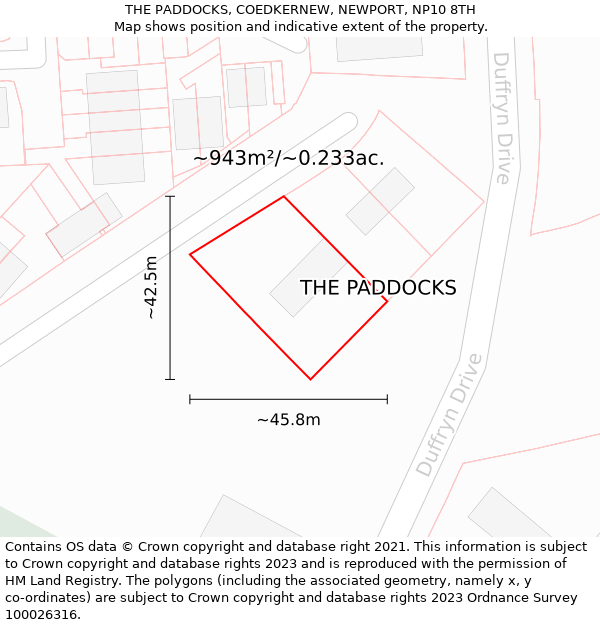 THE PADDOCKS, COEDKERNEW, NEWPORT, NP10 8TH: Plot and title map