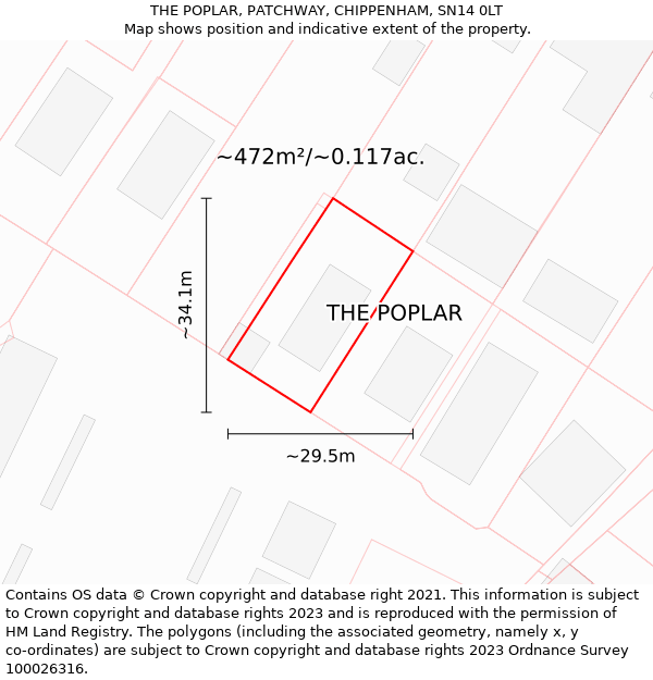 THE POPLAR, PATCHWAY, CHIPPENHAM, SN14 0LT: Plot and title map