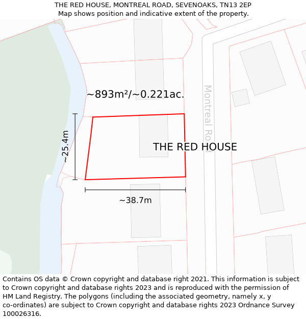 THE RED HOUSE, MONTREAL ROAD, SEVENOAKS, TN13 2EP: Plot and title map