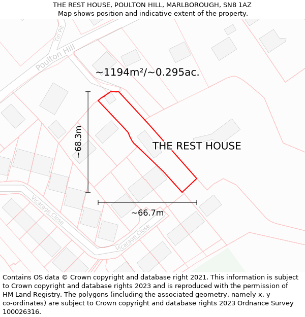 THE REST HOUSE, POULTON HILL, MARLBOROUGH, SN8 1AZ: Plot and title map