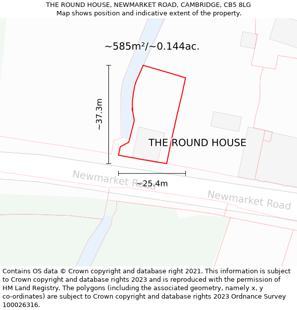 THE ROUND HOUSE, NEWMARKET ROAD, CAMBRIDGE, CB5 8LG: Plot and title map