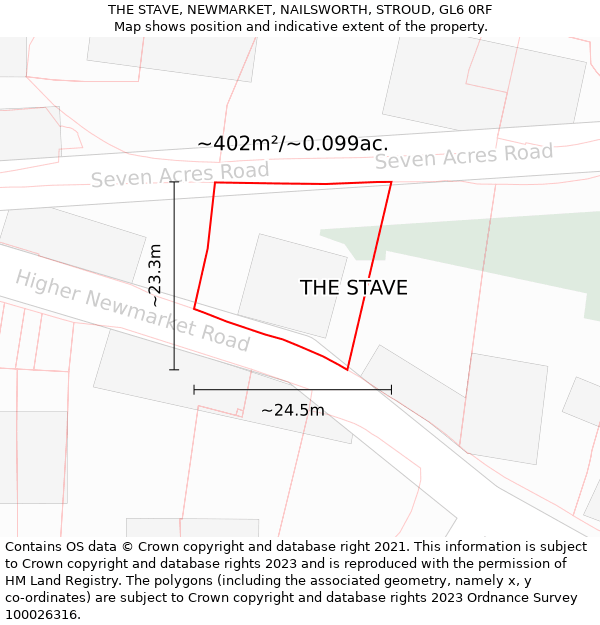 THE STAVE, NEWMARKET, NAILSWORTH, STROUD, GL6 0RF: Plot and title map