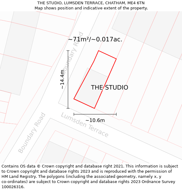 THE STUDIO, LUMSDEN TERRACE, CHATHAM, ME4 6TN: Plot and title map