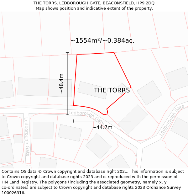 THE TORRS, LEDBOROUGH GATE, BEACONSFIELD, HP9 2DQ: Plot and title map