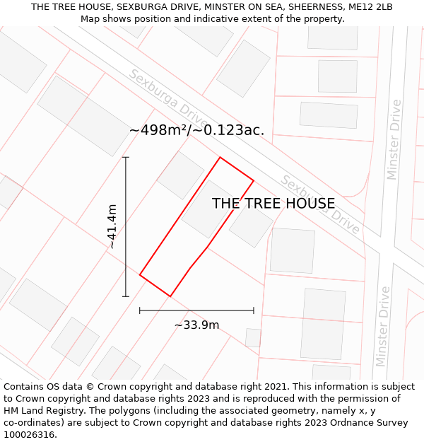 THE TREE HOUSE, SEXBURGA DRIVE, MINSTER ON SEA, SHEERNESS, ME12 2LB: Plot and title map